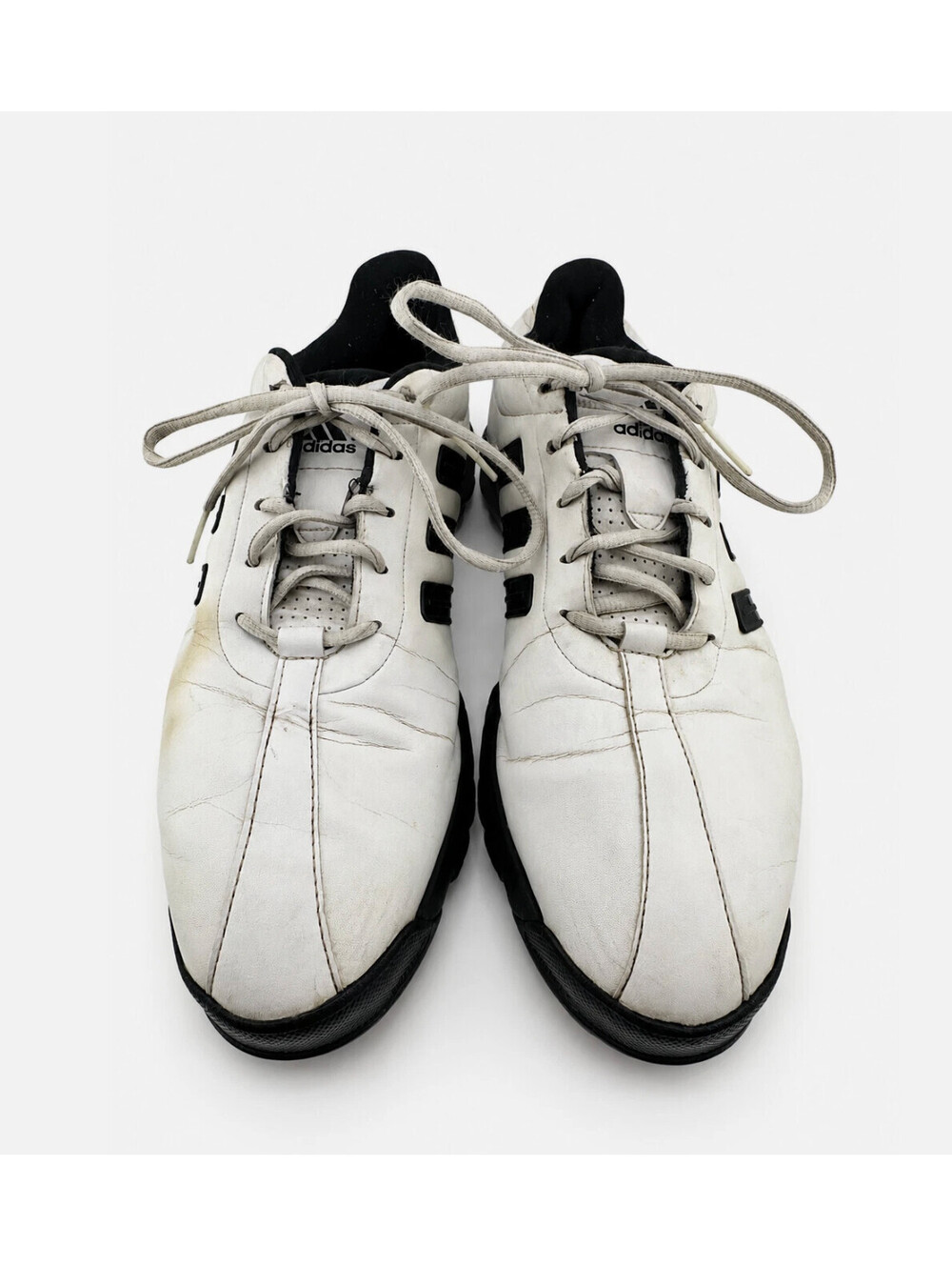 Adidas Golf Mens US 10 White Black Spikes Leather Waterproof